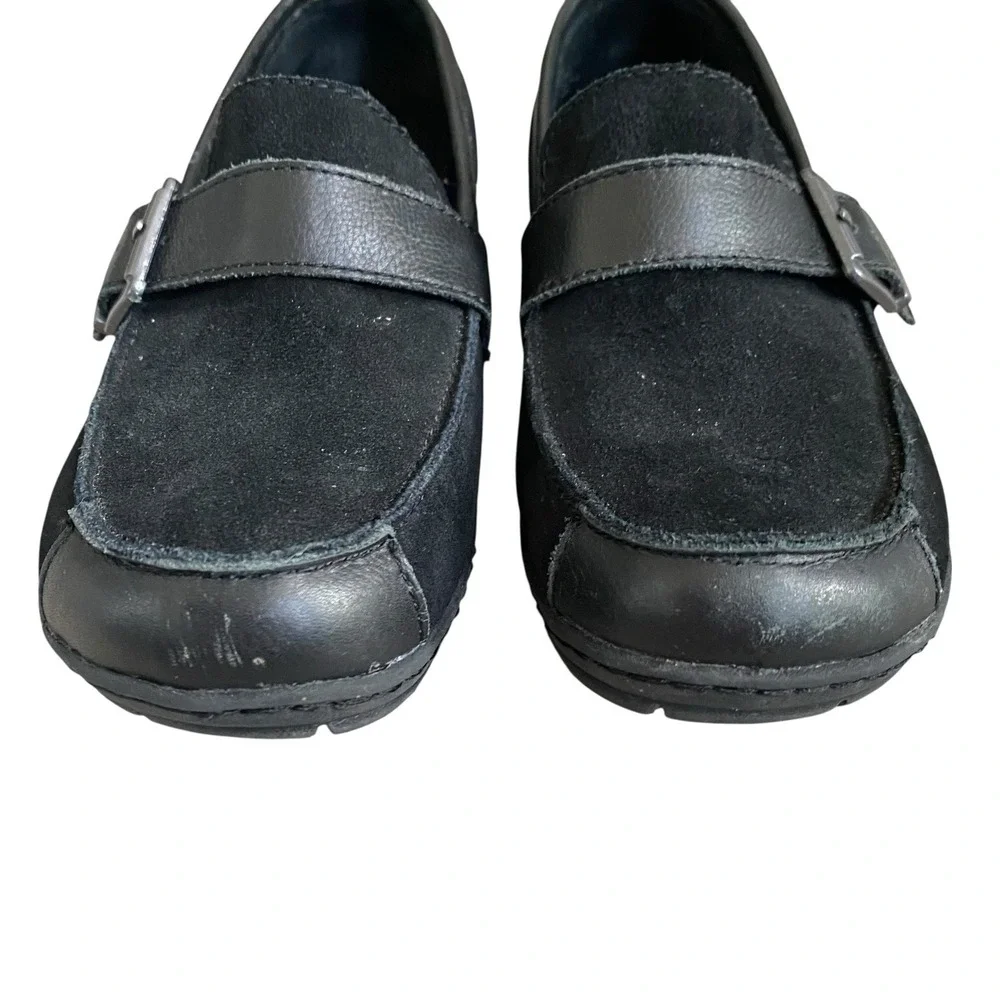 Born Erna Loafer Women 8.5 EU 39 Black Suede Leather Slip On Flat Comfort Casual